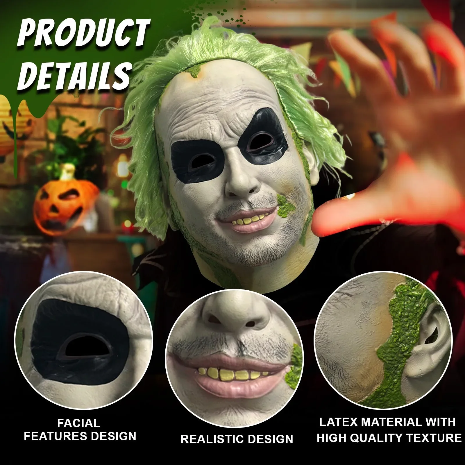 

Movie Cosplay Headgear, Halloween Horror Cosplay Wig Mask