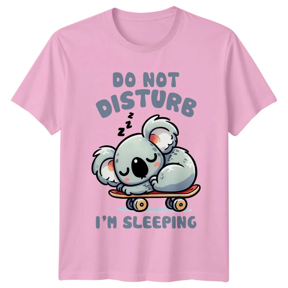 لا تزعج أنا النوم كوالا سكيت مضحك النوم تي شيرت للجنسين القطن قصير الأكمام موضة تي شيرت غير رسمي بلايز #4
