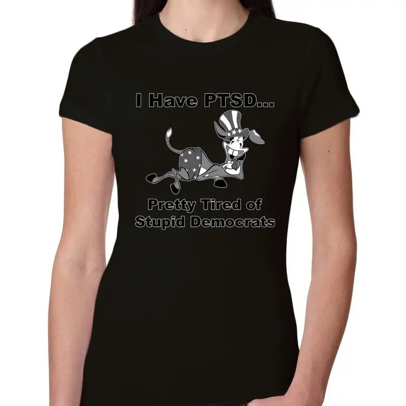 I Have PTSD Democratic Donkey Political Women Slim Fit Junior T Shirt
