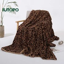 Coffee Leopard Print Baby Blanket Rabbit Fur Crystal Velvet Sofa Cover Blanket Fast Shipping Small Blanket Dropship Nap-Blanket