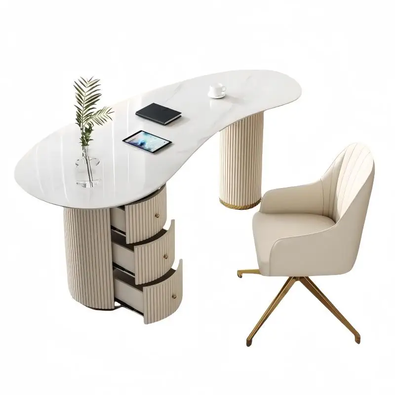 &Modern Simple Rock Board Light Luxury Office Desk for Medical Beauty & Consulting for Reception & Negotiation Table