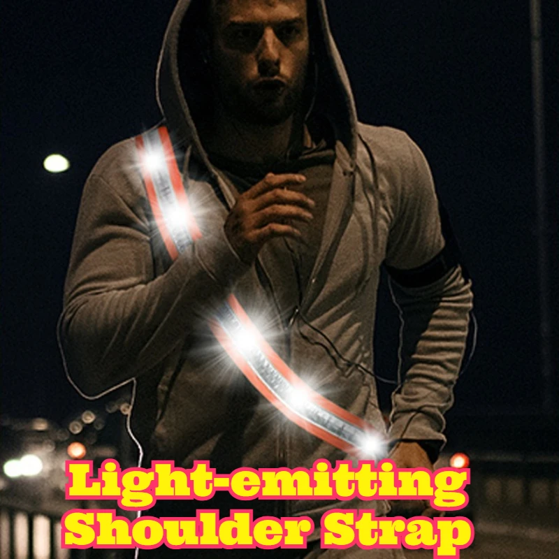

LED Single Shoulder Strap USB Rechargeable Light Up Luminous Belt High Visibility Night Safety Gear Welcome Ceremony Party Dance