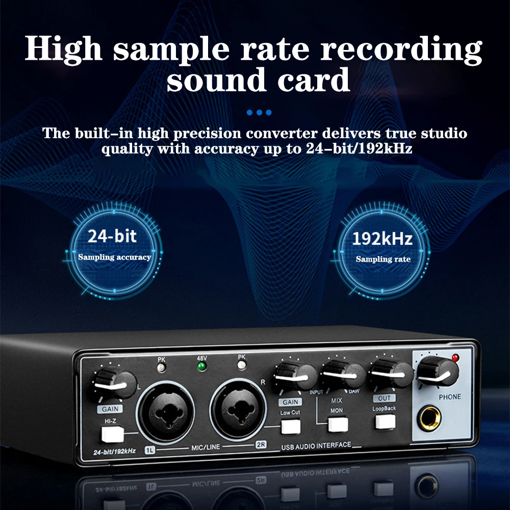 Mini Audio Interface For Recording External Professional Sound Card USB Drive Free Audio Card For Audio Equipment Guitar 24 bit