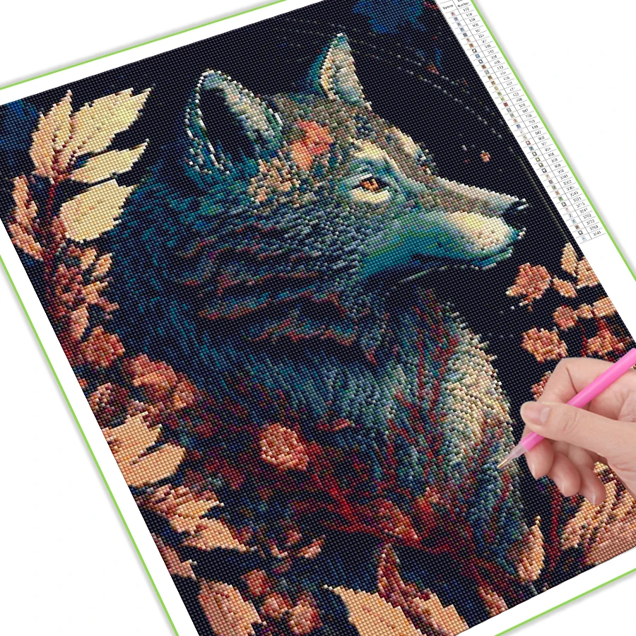 Diy 5D Diamond Painting New Collection Moon Wolf Full Mosaic Manual Arts Rhinestone Embroidery Sale Animals Wall Decor AA4846