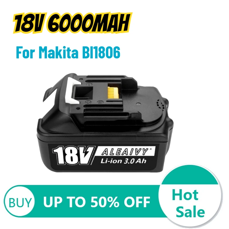 

Литиевая аккумуляторная батарея 18В 6.0Ач для электроинструментов Makita Bl1806: ударные гайковерты, дрели, электроинструменты, перезаряжаемая батарея