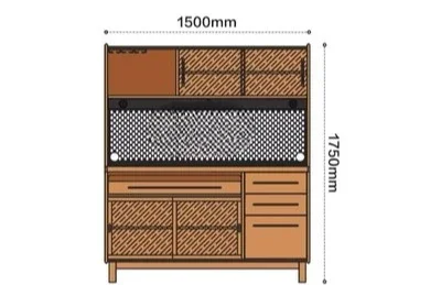 Nordic Solid Wood Wire-Wrap Board Side Cabinet Glass Cabinet Simple Side Tea High Cabinet Japanese Style Wall Storage