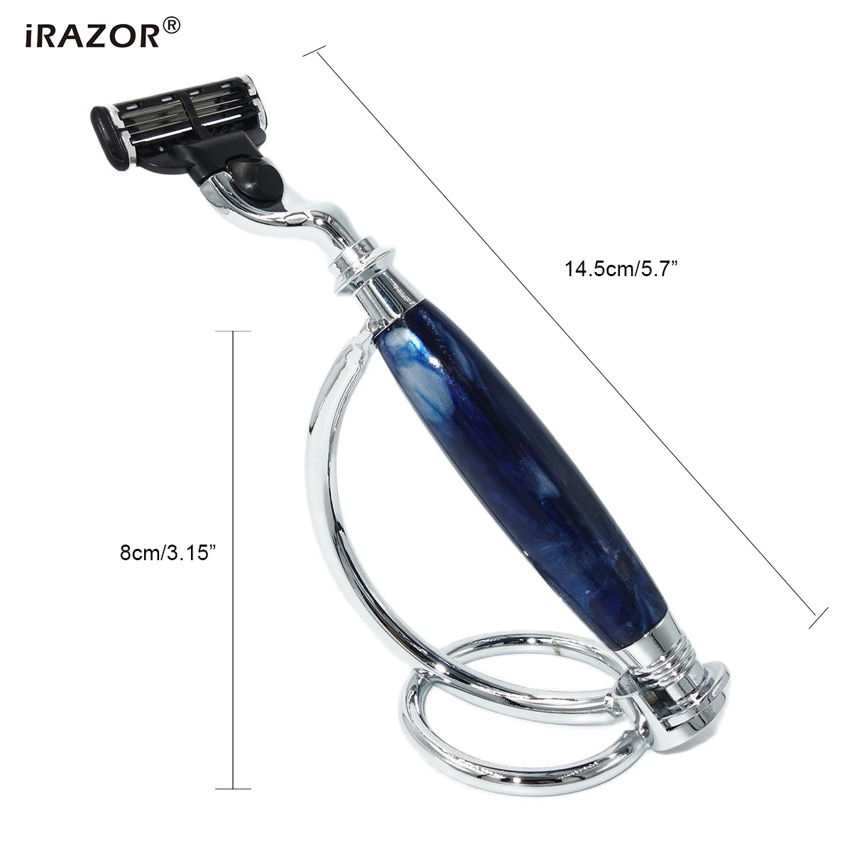 iRAZOR New Men's Shaving Mach 3 Safety Razor Kit with Triple Blade Shaver Stand Holder Father's Day Gift Set