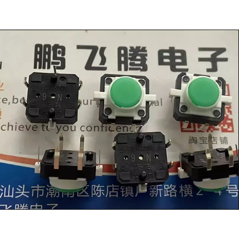 

1PCS/LOTS CF-CE-1CC-5G1M Japan FUJISOKU FUJITSU Tactile Switch 12*12*7.3 with light button green light direct insertion 4 pins