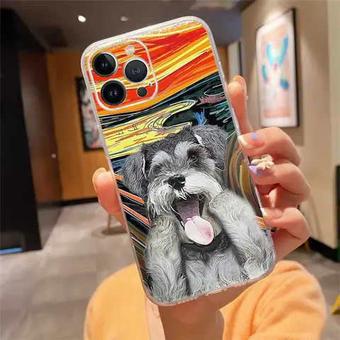 Phone Case For iphone 17 Air 17 Pro Max 16 15 14 13 Pro Max 15 16 Pro 15Plus Schnauzer Puppy dog Art