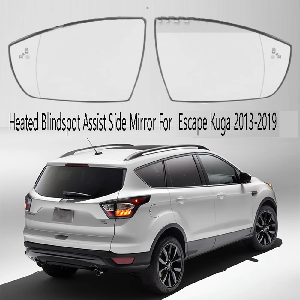 Outside Rearview Mirror Glass with BSD Side Mirror Reflector Lens Heated Blindspot Assist for Ford Escape Kuga