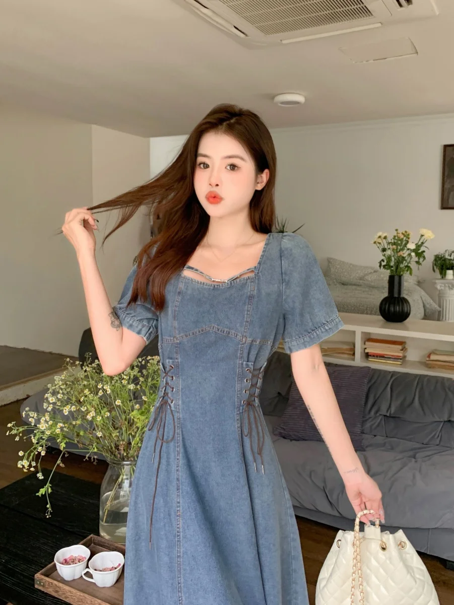 

Plus Size plus Size Women's ort Sve Dr Slimming High Waist Denim Skirt for Pear aped Women Long Dr Sweet Japanese Sle