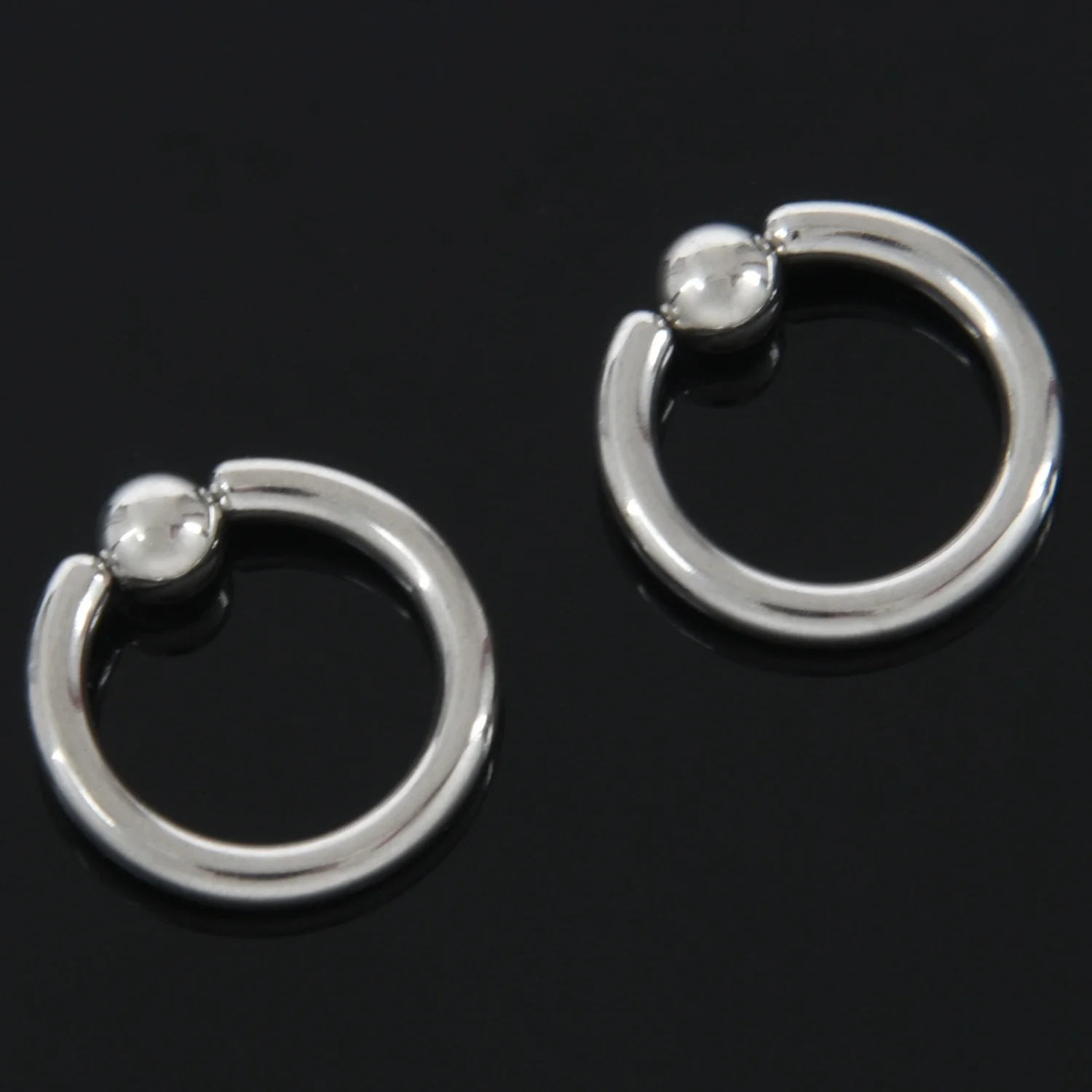 FZFZ 1 paar roestvrijstalen gevangen kraal oorringen hoepel studs piercing sieraden staalkleur, 6 g (4 mm) x 16 mm
