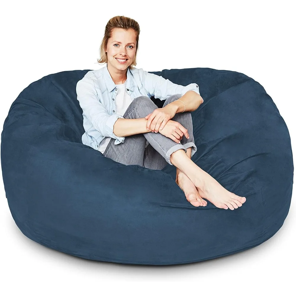 

Microsuede Outer Cover for Bean Bags Machine Washable 5-Foot Bean Bag Cover with Inlay in Navy Blue Cover and Inlay ONLY