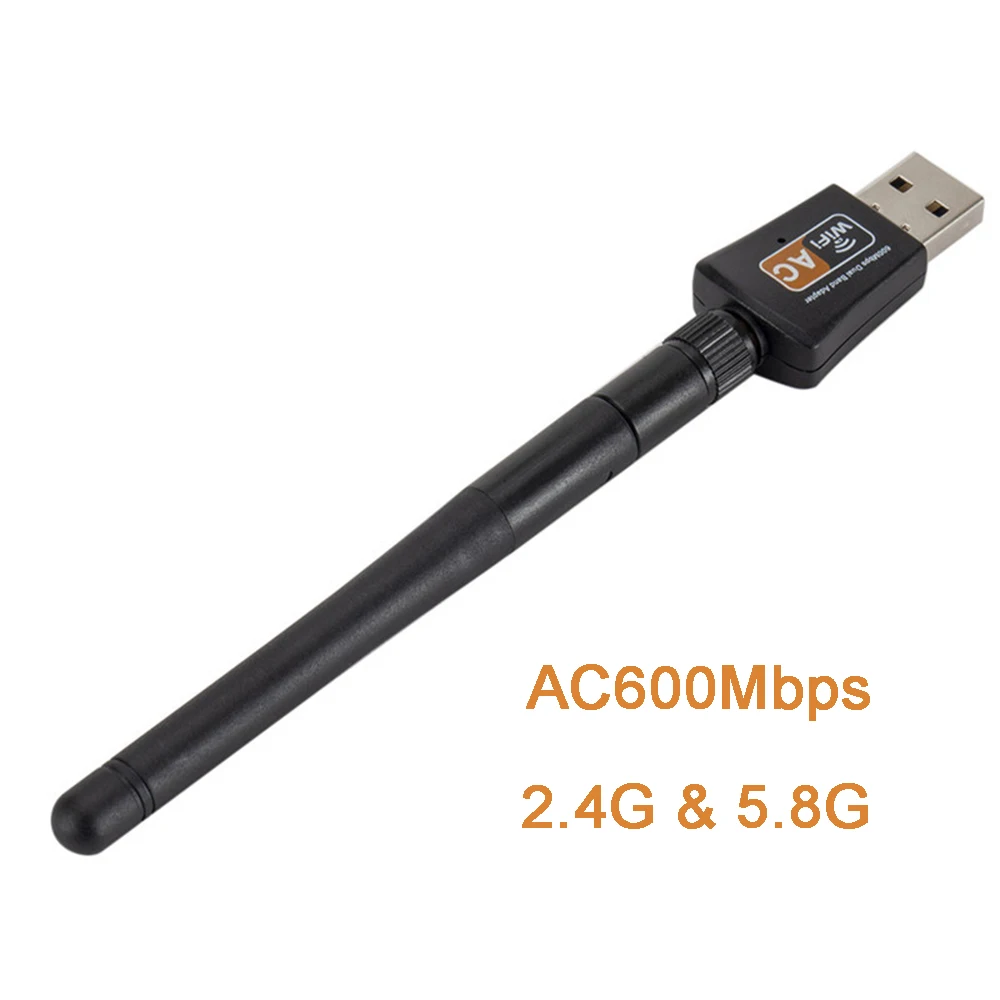 600Mbps USB 2.0 Wifi Adapter Dual Band 5.8GHz+2.4GHz WiFi With Antenna PC Mini Computer Wireless Network Card Receiver