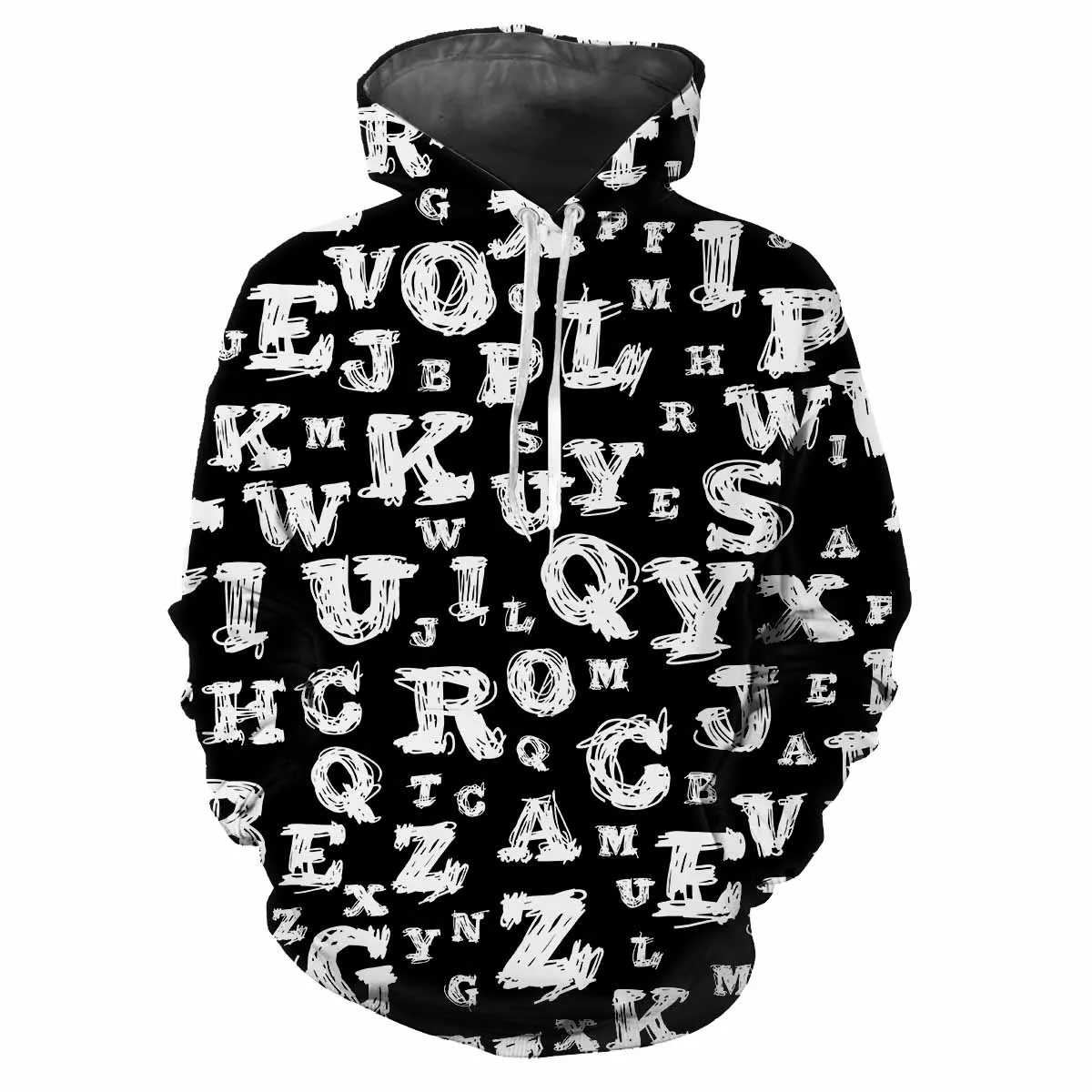 Trendy men\'s Hoodie Printed Letters Patterns Digital Printing Casual Long Sleeved Hooded Thick Fabric Tops