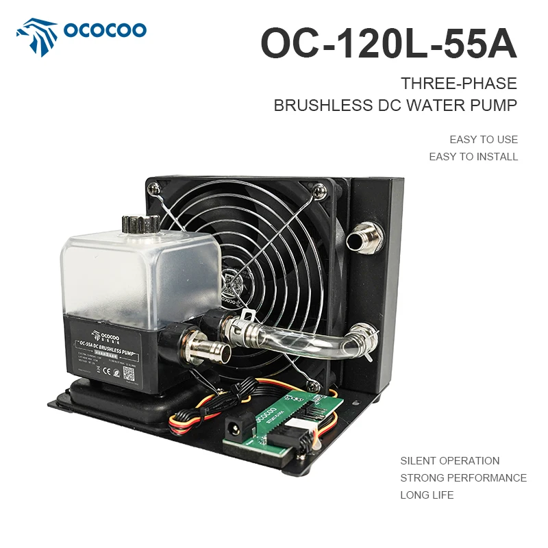 

OCOCOO 120L55A Small Silent Laser Engraving Machine New Water Cooling System Kit Aluminum Heatsink Computer Case Fans Cooling