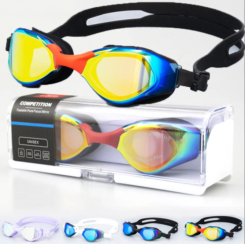 

New Waterproof And Anti-Fog Plating Swimming Aid Glasses Silicone HD Pool Swimming Goggles Water Swimming Equipment