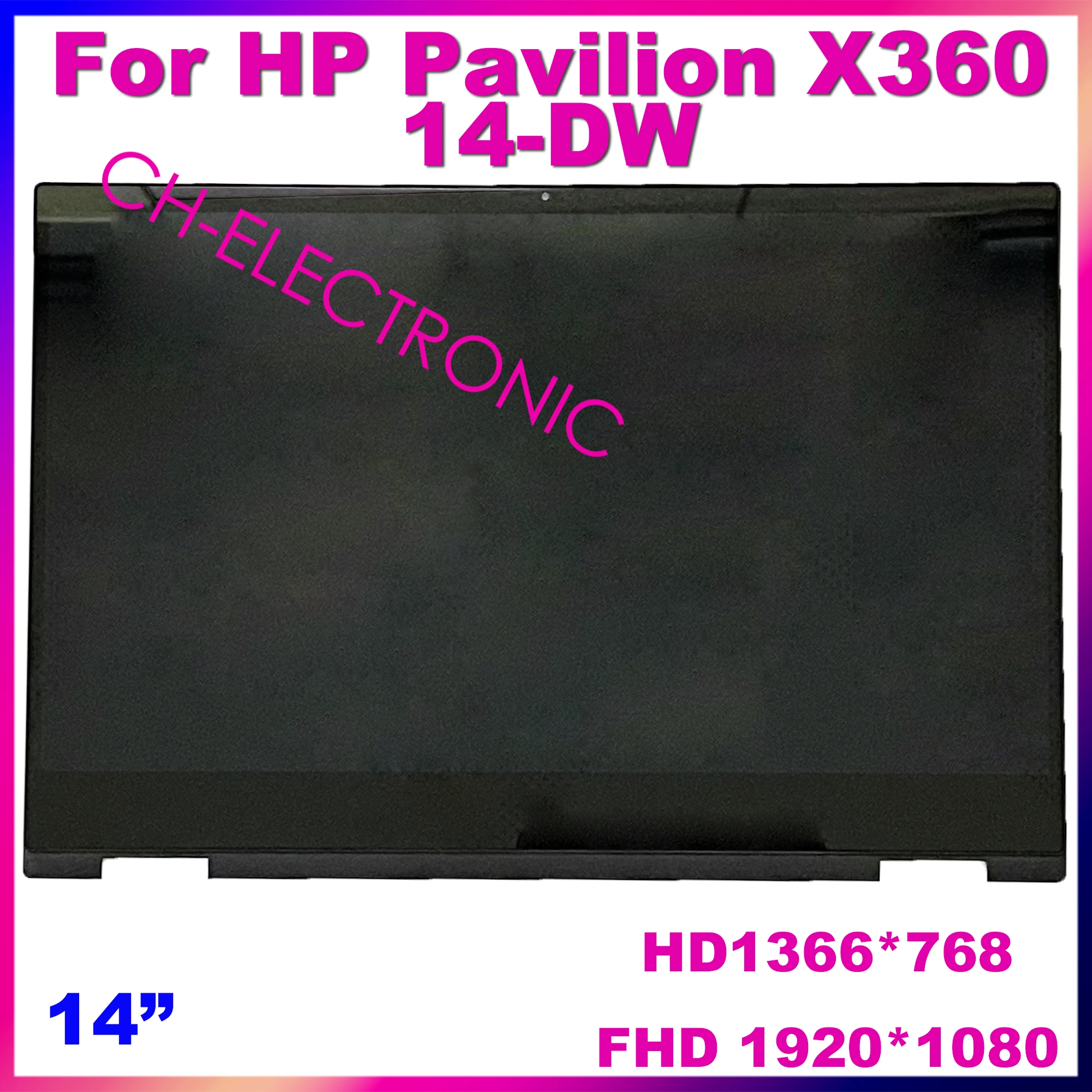 

For HP Pavilion X360 14 DW 14-dw FHD 250 nits LCD Display Touch Screen Assembly With Frame and Board 30 pins L96515-001