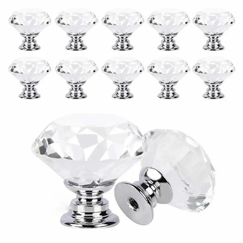 5Pcs 30mm Rhinestones Shape Design Knobs Cupboard Drawer Pull Kitchen Cabinet Door Wardrobe Handles Hardware