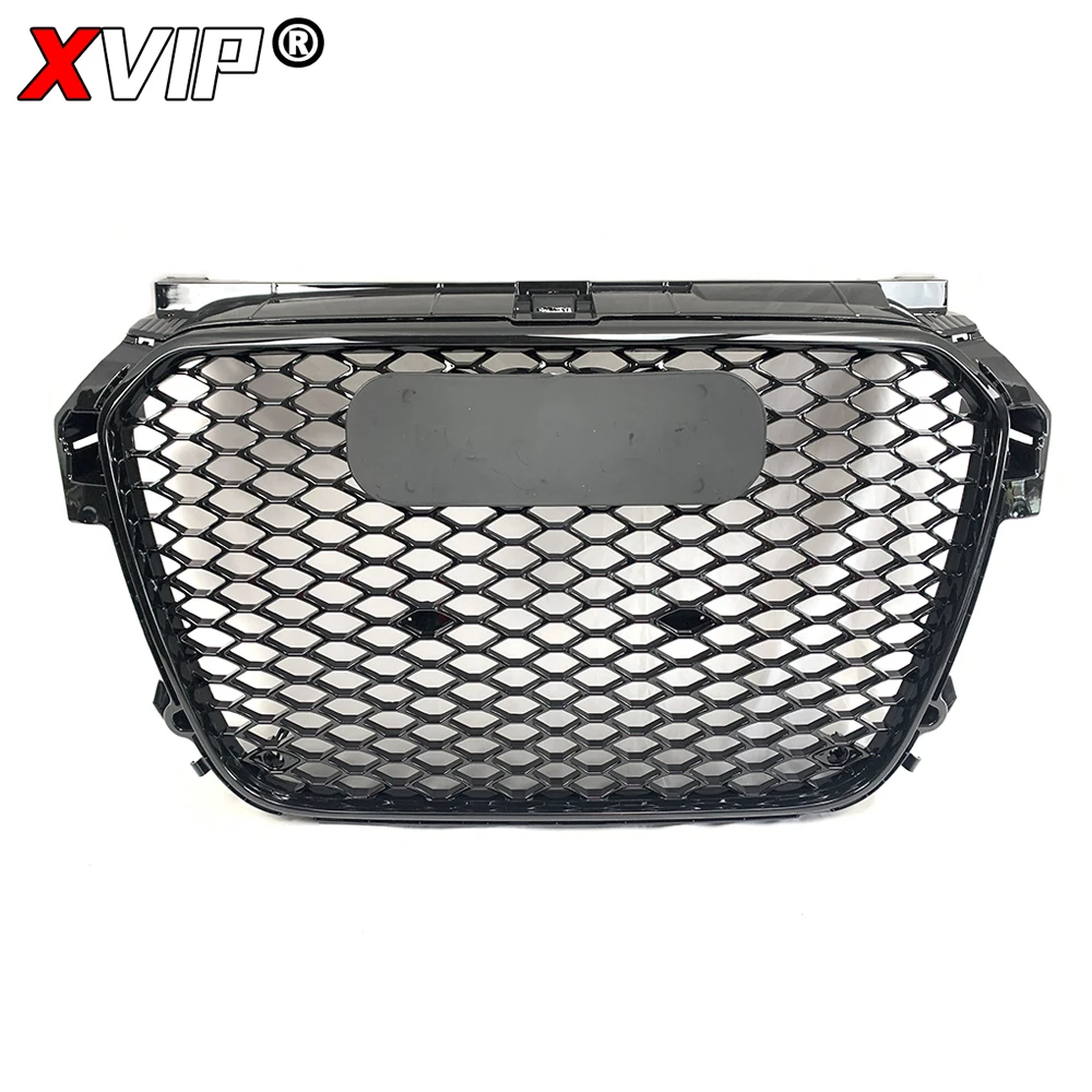 XVIP S1 Style Chrome Frame Front Bumper Grille Fit For Audi A1 8X 2011-2015 Silver Frame+Chrom Ring To RS1 Style Upper Grille