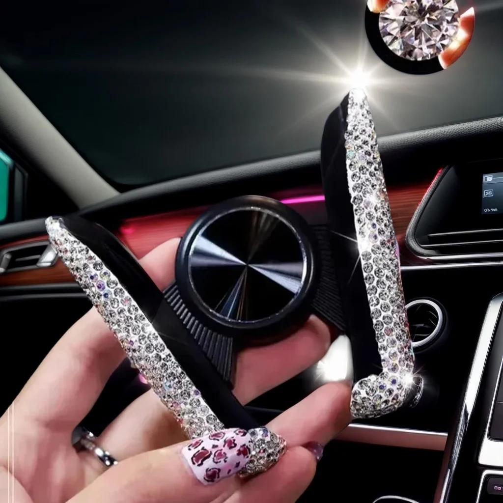 Uchwyt samochodowy na telefon Sparkle - obrót o 360 stopni °   Obrotowy klips do wentylacji z podkładką antypoślizgową