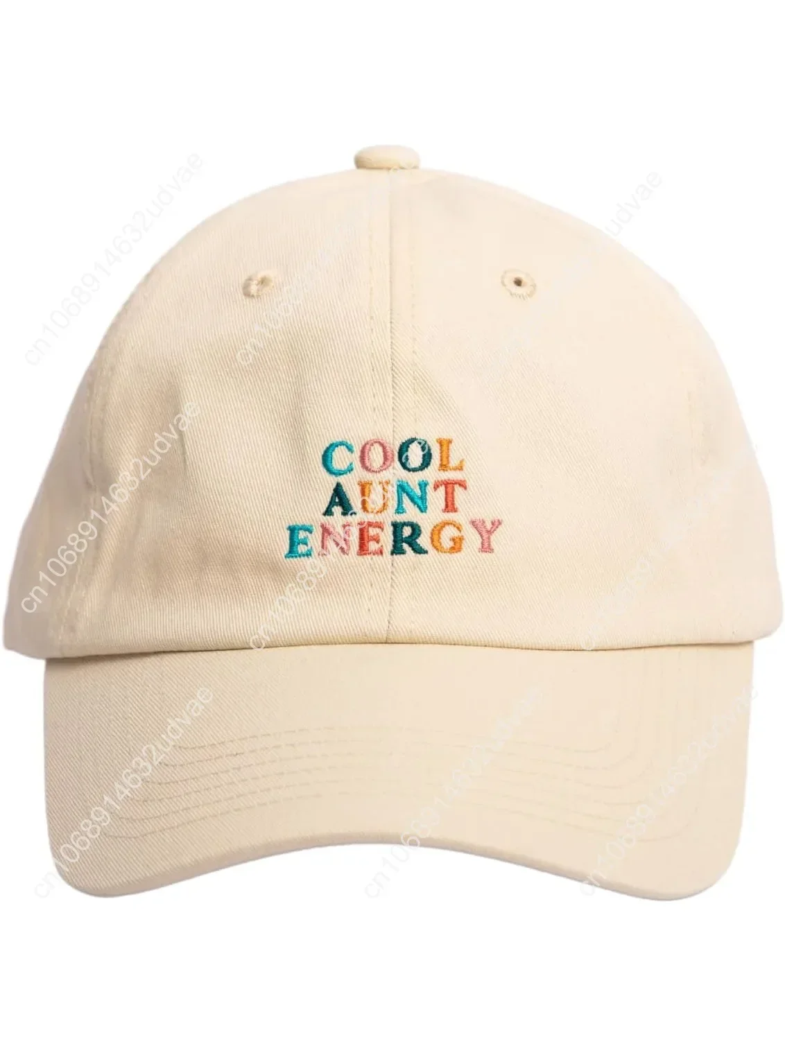 

Cool Aunt Energy Hanna Roberts Cool Aunt Energy Beige Hat Cap with Multicolor Embroidered Letters
