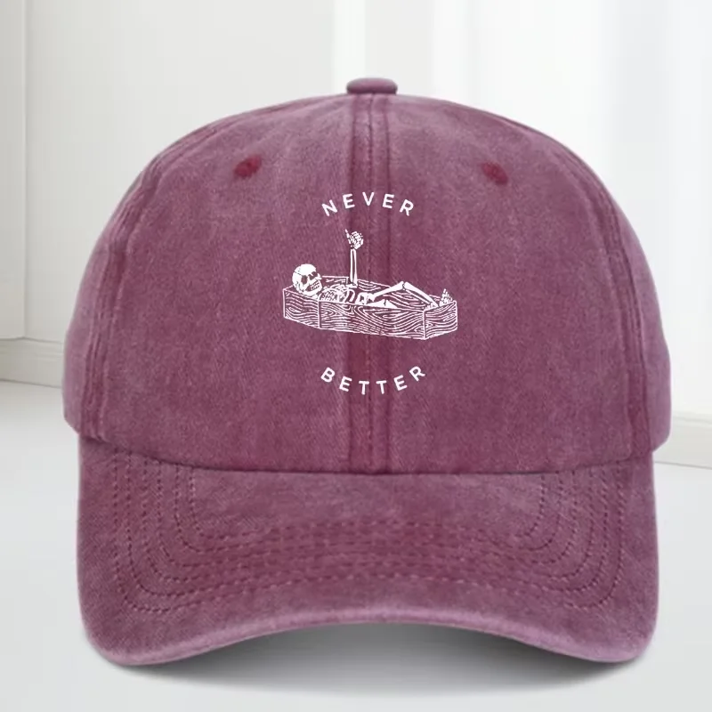 قبعة بيسبول بنمط جمجمة قابلة للتعديل لا تتلاشى أبدًا مصنوعة من القطن، قابلة للتنفس، وقابلة للغسل، وأسلوب متعثر