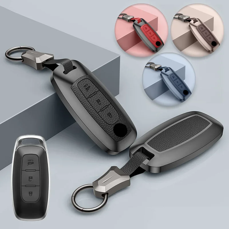

Кожаный Автомобильный смарт-брелок с дистанционным управлением из алюминиевого сплава, чехол-держатель с брелоком для Nissan Ariya Rogue Pathfinde