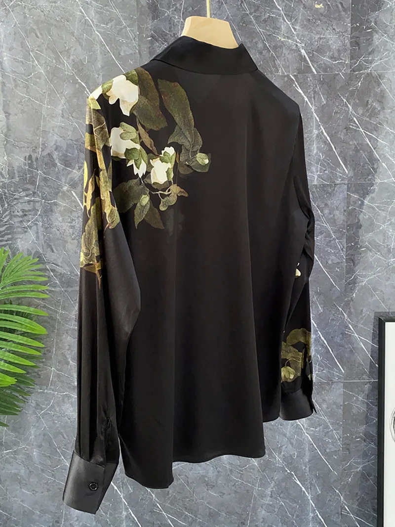 FANIECES Black Satin Women Shirt Long Sleeve Spring Autumn Slim Blouse Office Ladies Tops Blusas Para Mujer shirts and blouses