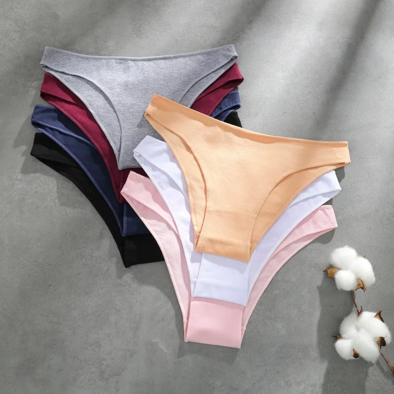 4-teiliges Set Damen Baumwoll-Slips Sexy Niedriggeschnittene Unterhosen Atmungsaktive Unterwäsche für Frauen Dehnbare Slips in Unifarben – Detail 22