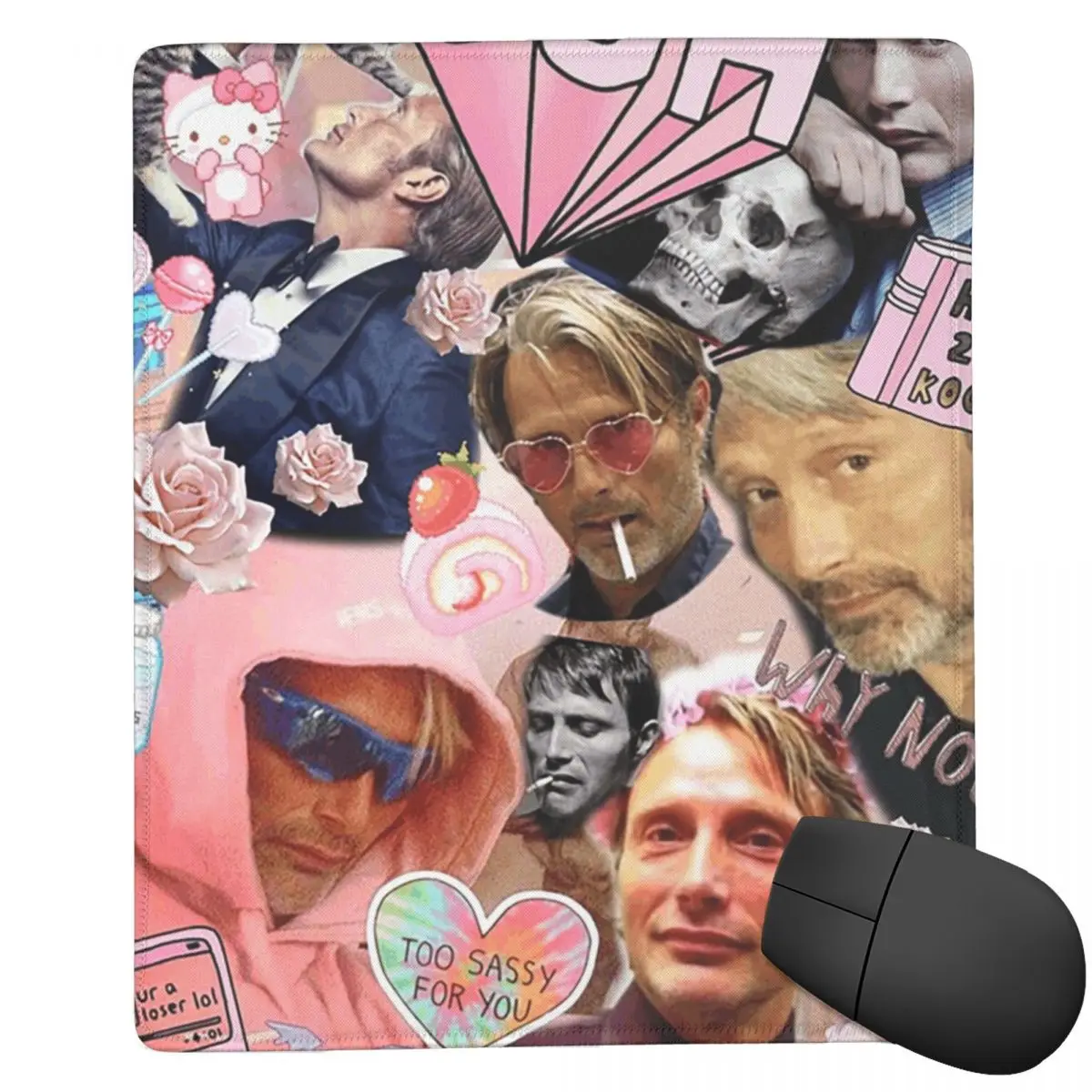 Mads Mikkelsen Collage Greeting Card36 Mouse Pad Computer Keyboard Mouse Mat Gaming PC Laptop Desk Mat Office Accessories
