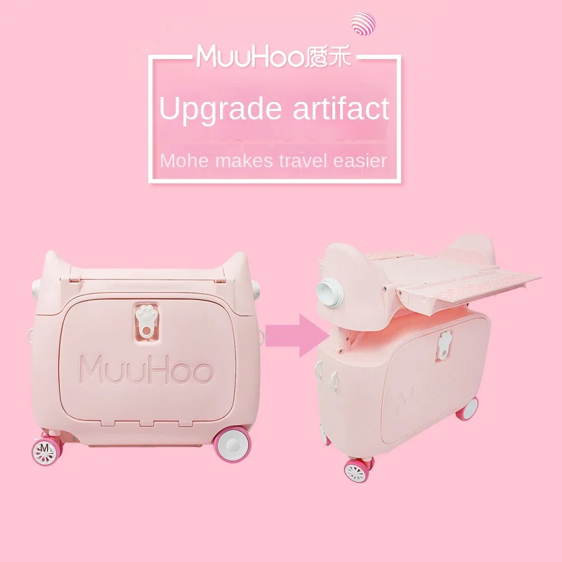 Children's luggage and travel box can be ridden cartoon cute sleeping bed for  Kids Riding luggage Cartoon Child Trolley Case