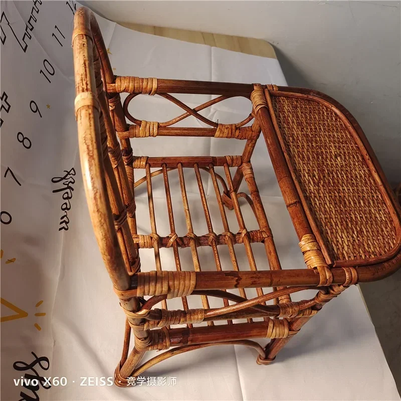 Baby Photography Props New Woven Rattan Study Table Shooting Accessories Rattan Chair Children Growth Commemorative Photo view 3
