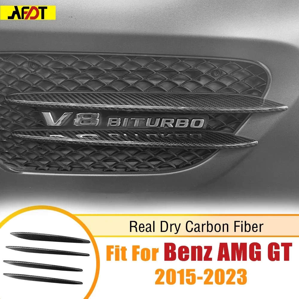

For Benz AMG GT GTS GTR C190 R190 2015-2023 Carbon Fiber Side Fender Air Vent Decoration Strips Cover Trim Exterior Accessories