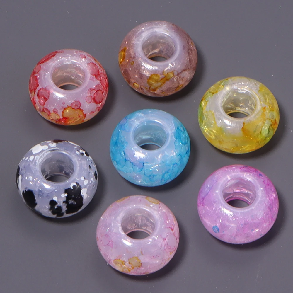 30 Stück farbige Acrylperlen mit großen Löchern, runde flache lose Abstandsperlen für die Schmuckherstellung, DIY Armband Halskette – Detail 3