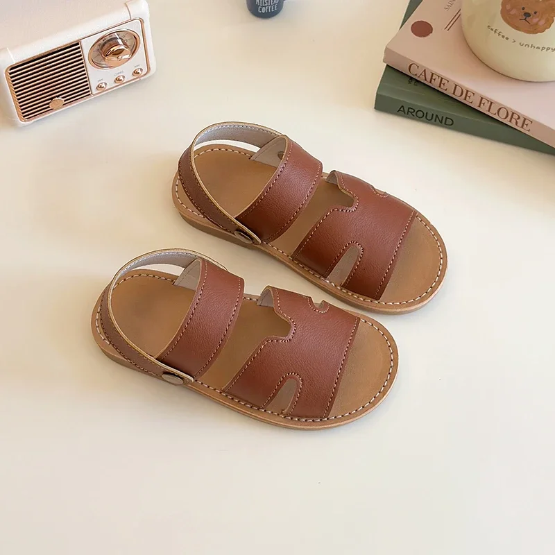 

2025 г. сандалии ярких цветов для девочек, модная летняя детская пляжная обувь на мягкой подошве, детская обувь, однотонная повседневная обувь принцессы для девочек