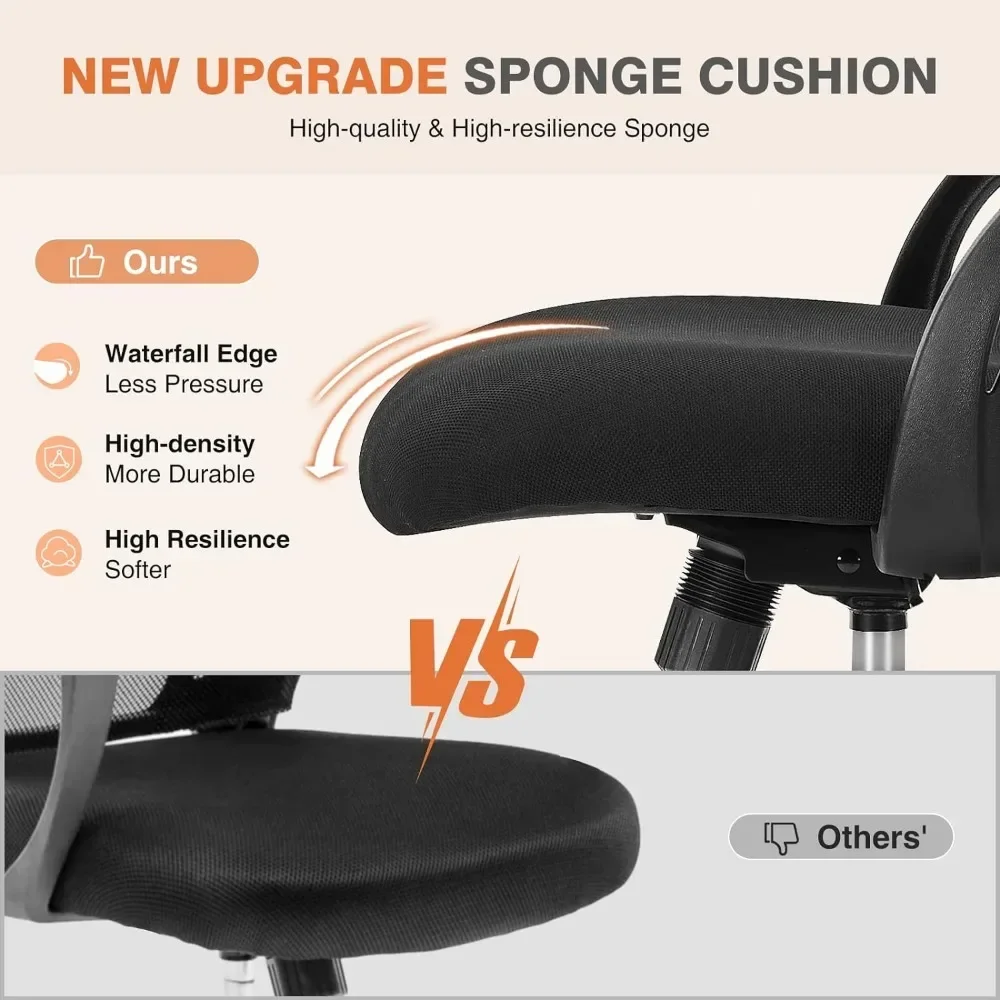 Cadeira ergonômica do computador do escritório, Mid-Back Mesh, Rolling Work Swivel Task Chairs with Wheels, Confortável