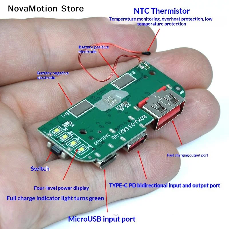 [NM]1/3Pcs S621 Power Bank Charger Module 22.5W PD QC3.0 Bidirectional Fast Charging Ultra Thin Circuit Board For DIY Power Bank