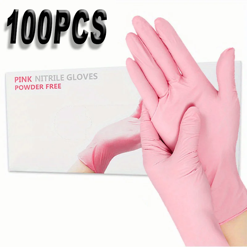 100PCS light Pink Disposable Nitrile Gloves Household Cleaning Gloves for Car Repair Cleaning Supplies Tattoo Kitchen Glove