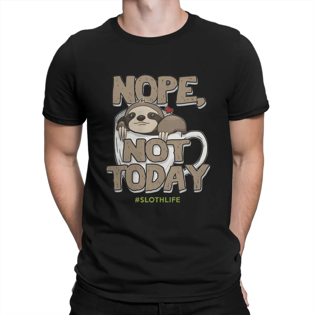 Sloth Cute Nope Not Today Life Coffee Cute Tshirt Harajuku Graphic Men's Clothing Tops Large Cotton O-Neck T Shirt