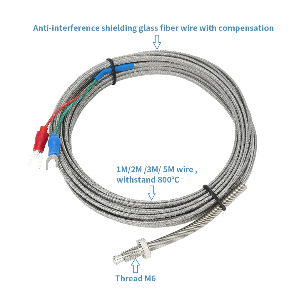 Stainless Steel thermocouple sensor with 1M 2M 3M wire best M6 screw 0-800℃ K J type thermocouple industry temperature sensor