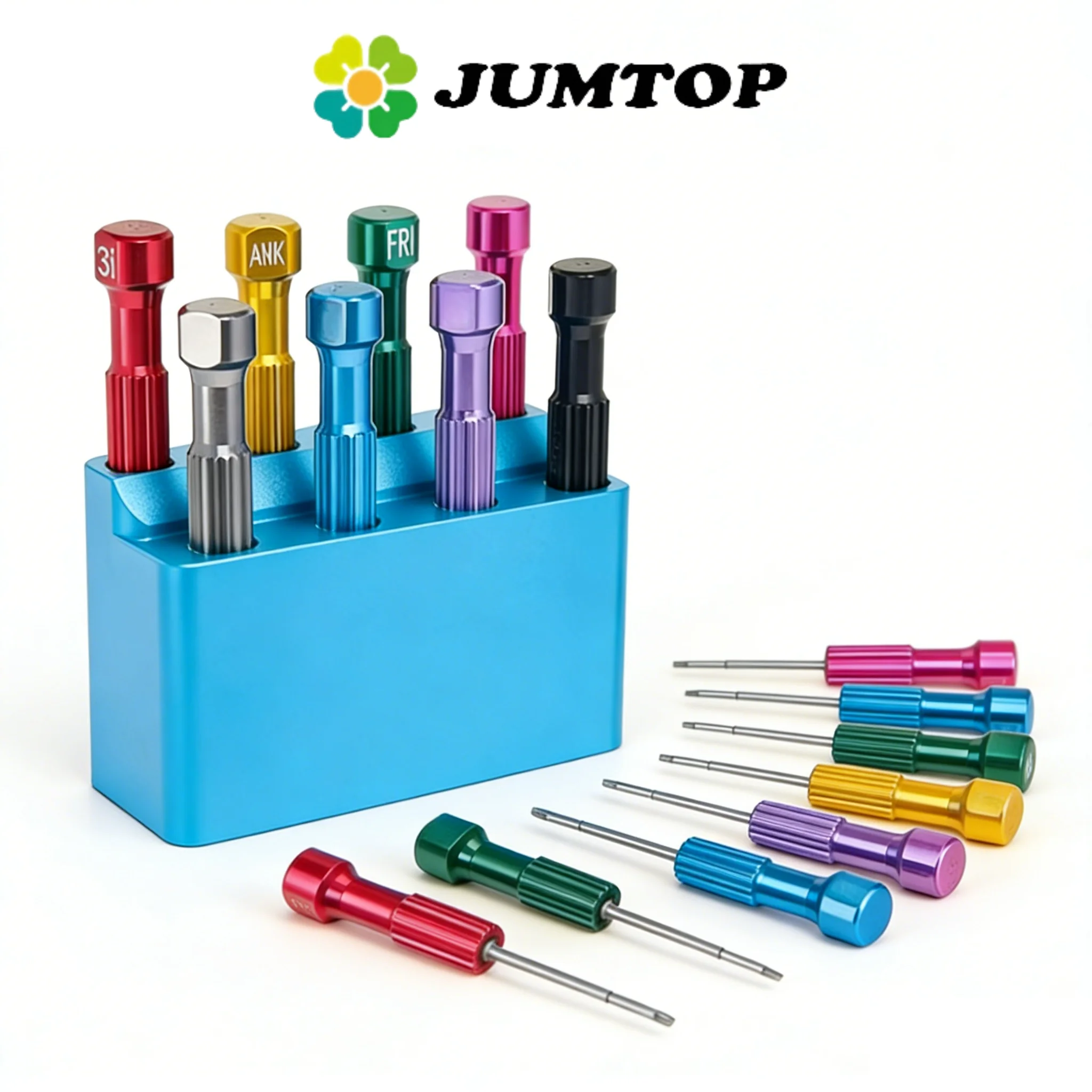 JUMTOP 8Pcs Stainless Steel Dental Implant Screwdrivers Set with Holder