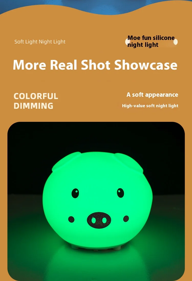 LED Night Light Cute Sheep Panda Rabbit Silicone Lamp Rechargeable Animal Shape Sleep Soft Nightlights For Kids Birthday Gift