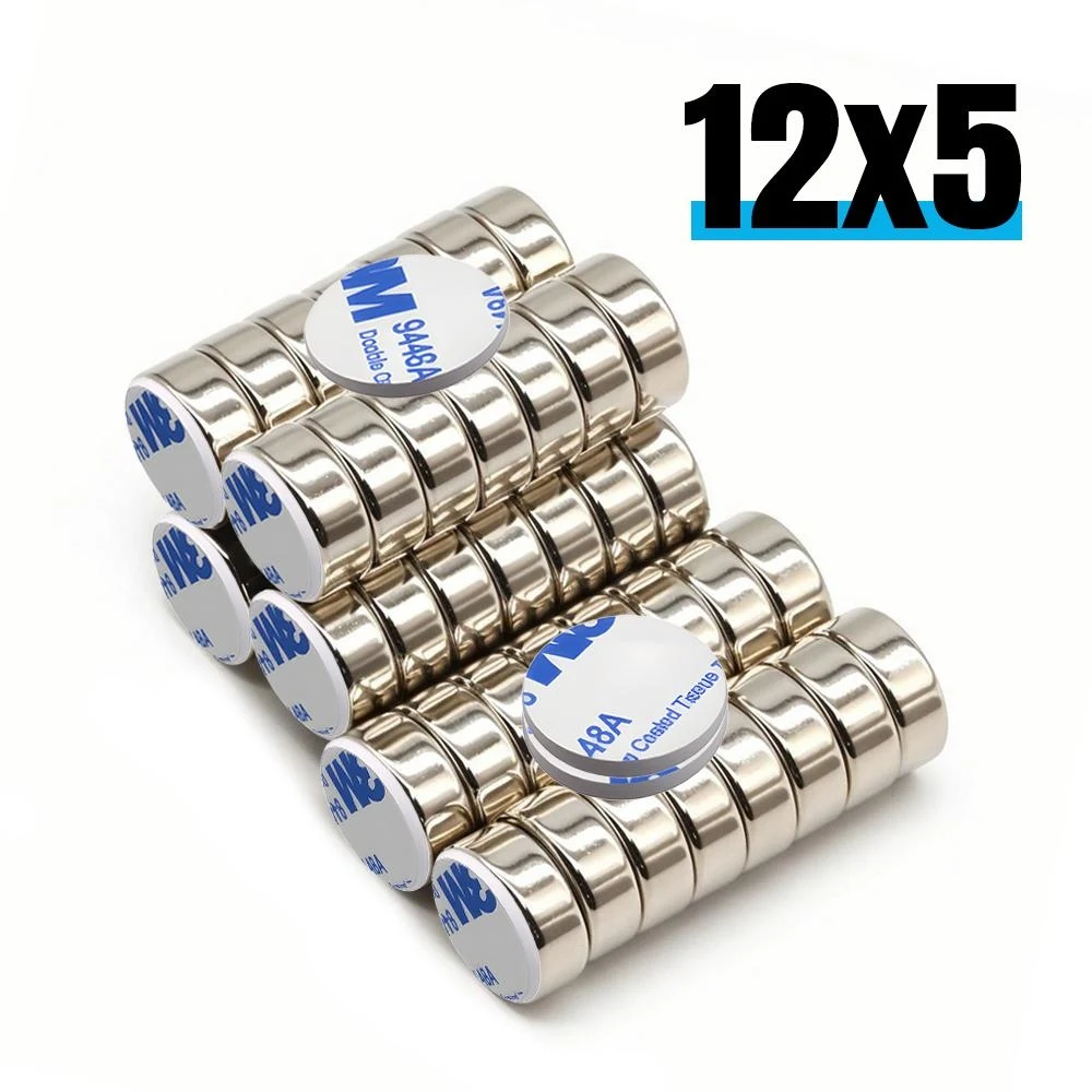 12x5-5pcsmm  Super Powerful Round Neodymium Magnet  With double-sided adhesive Magnet N35 Strong Permanent Magnetic imanes