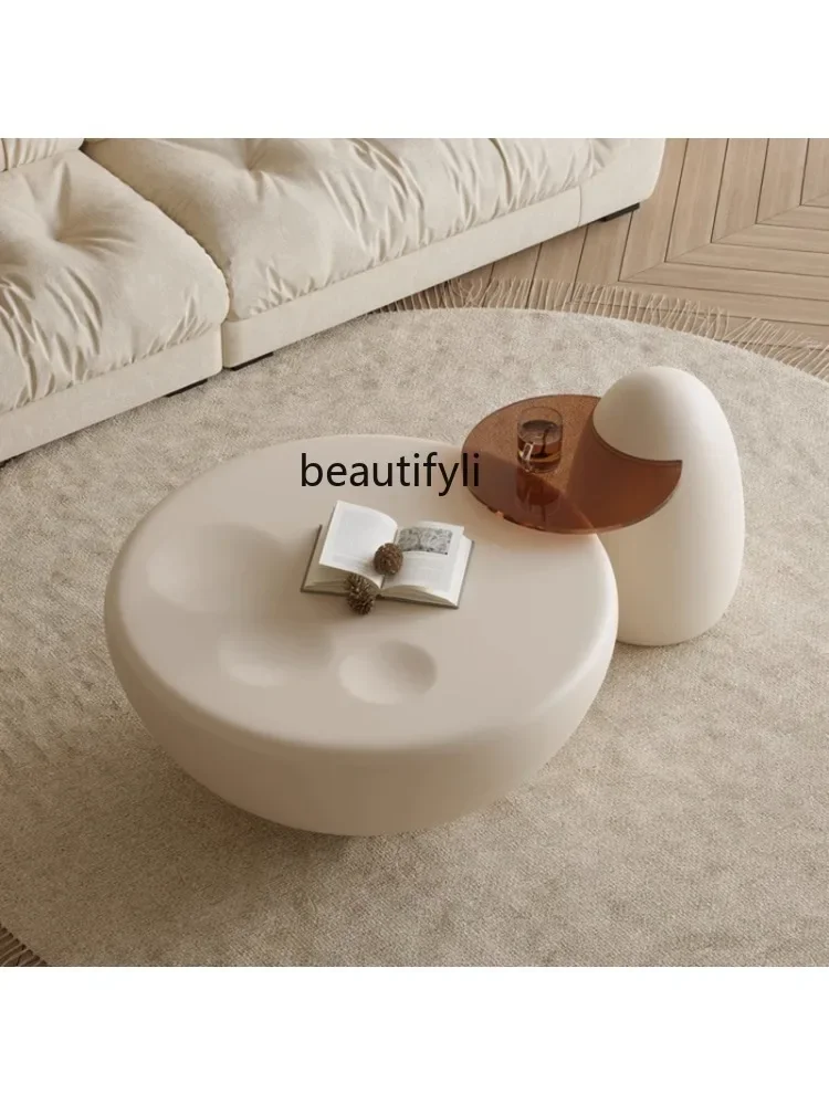 S كريم نمط القط باو الحديثة الحد الأدنى غرفة المعيشة المنزل شقة صغيرة مستديرة الحجم طاولة شاي مستديرة مزيج الأثاث #2