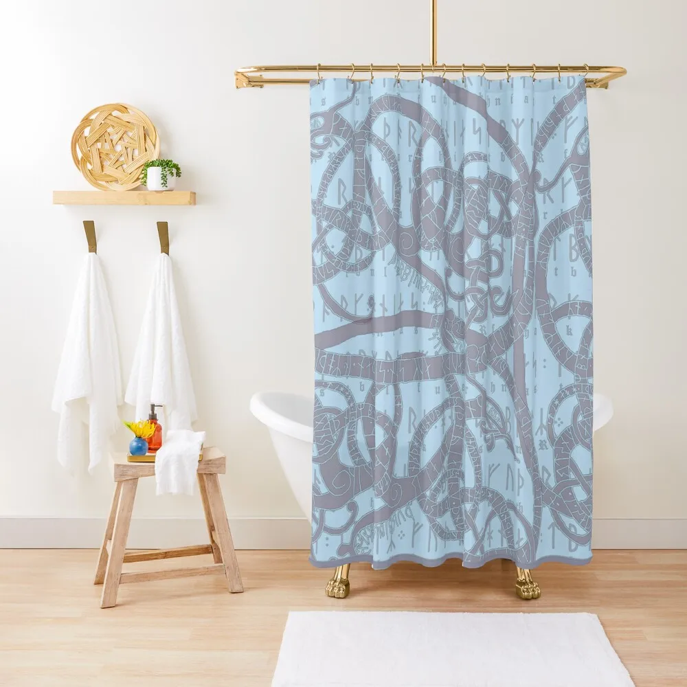 

Life of Geirlaug Pattern - Blue Shower Curtain Anime Shower Waterproof Fabric Bathroom Curtain