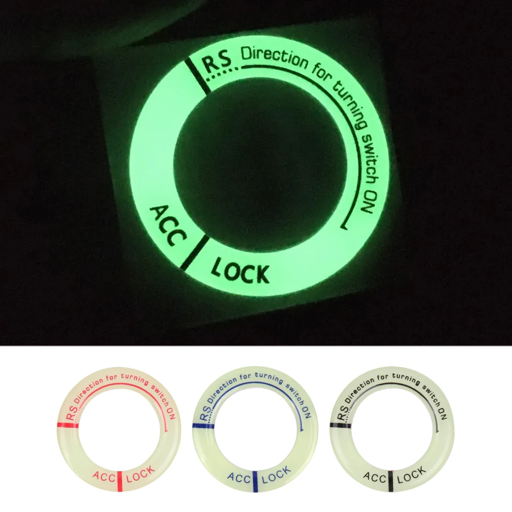 Car Stickers Luminous Key Ring Ignition Switch Protective Styling Decoration Auto Glowing Key Ring Fluorescent Stickers