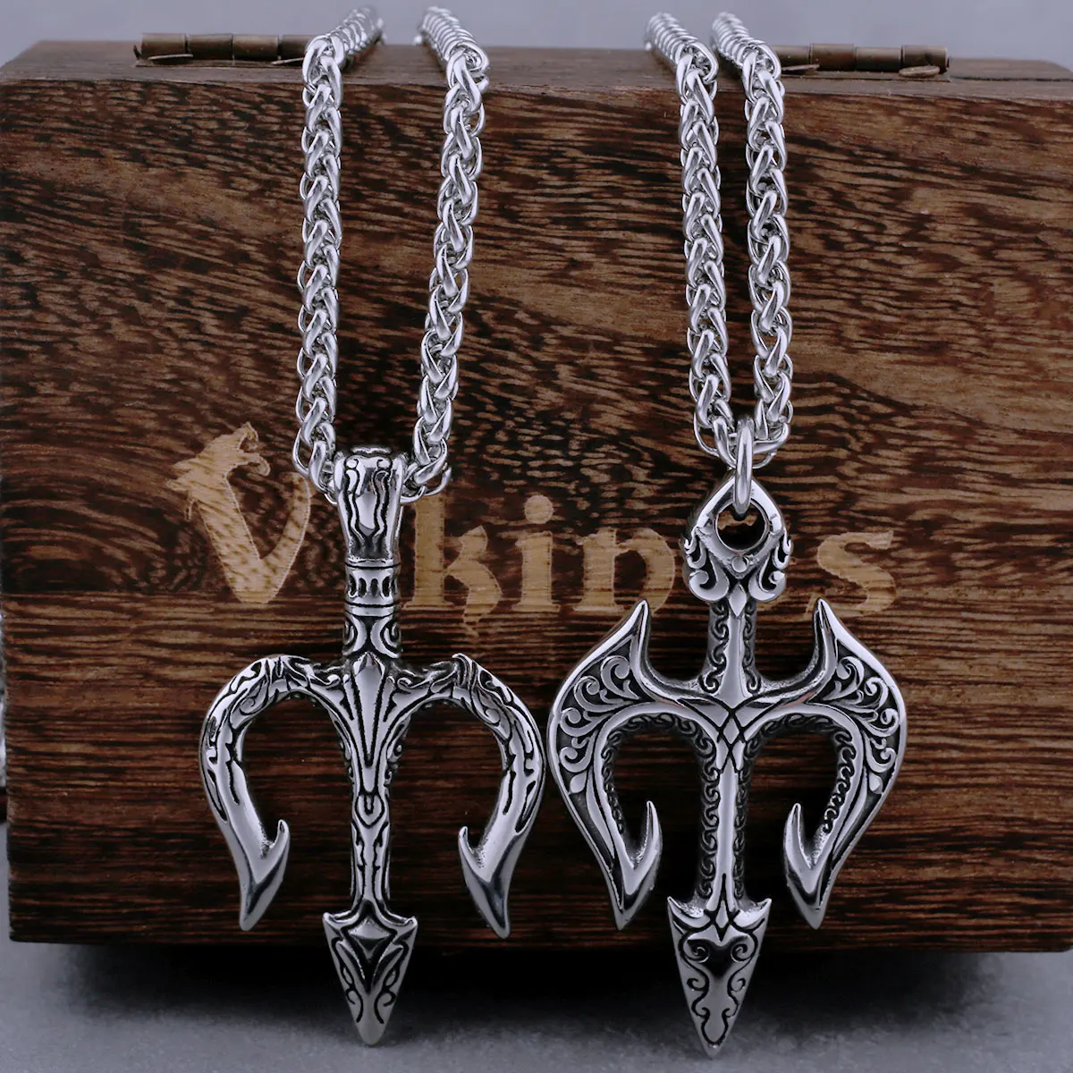 316L Stainless Steel Greek Mythology Poseidon Trident Necklace Fashion Retro Hip Hop Street Men and Women Amulet Pendant Jewelry