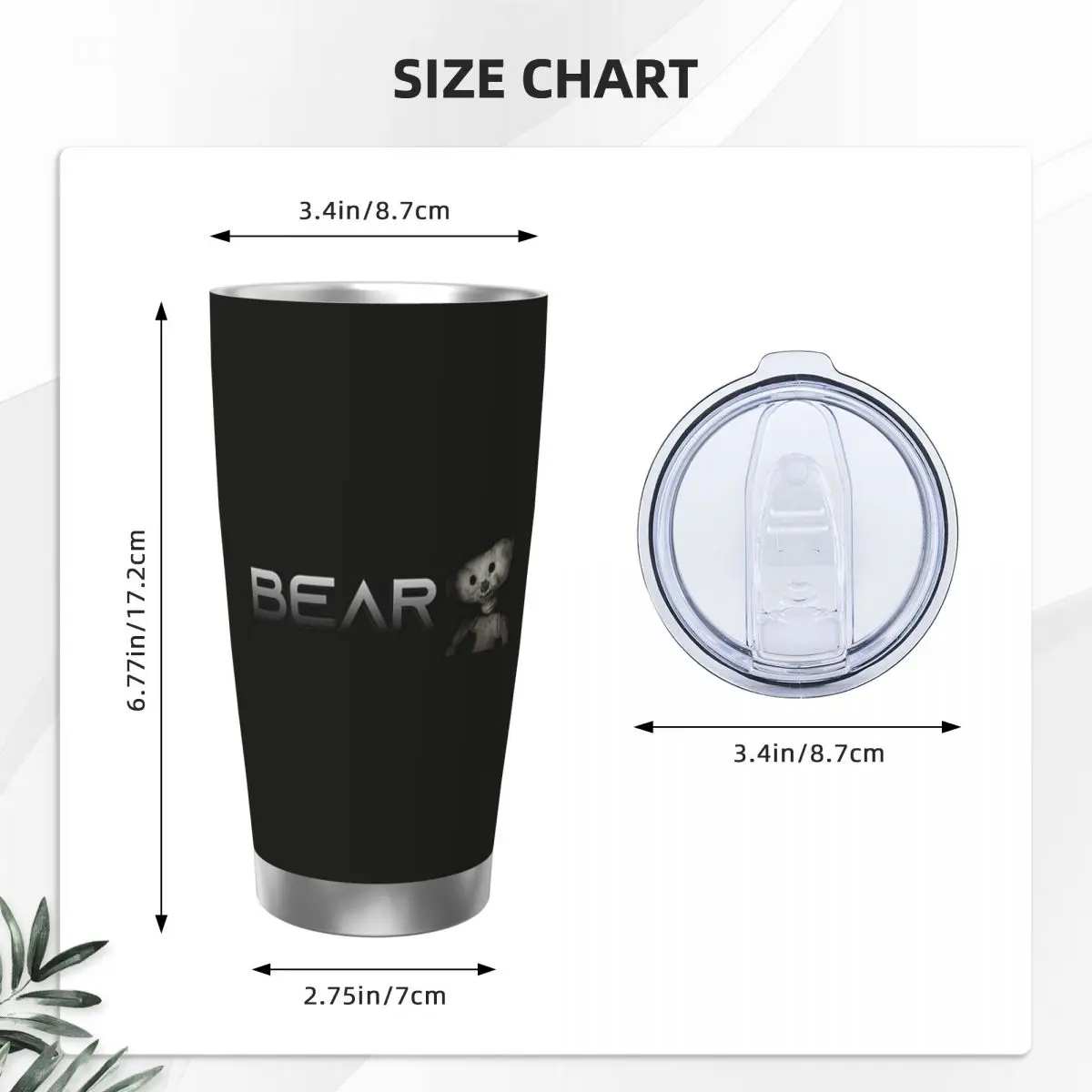 Bear Alpha Stainless Steel Tumbler Vacuum Insulated Mugs Thermal Cold Cup Straw With Lid 20oz