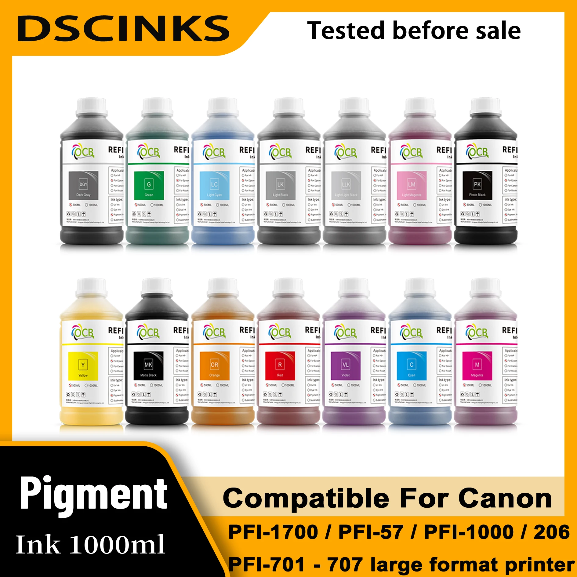 1000ml Universal Pigment Ink For Canon PFI-1700 PFI-1000 PFI-706 for Canon Pro 2000 4000 6000 6100 4000s 6000s 6100s printer